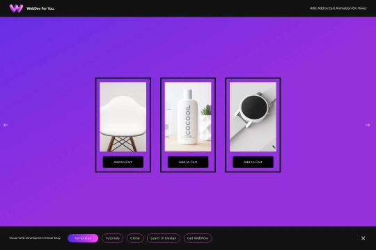 Add to Cart Button Animation Webflow cloneable