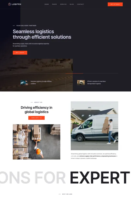 Logistics Black and White Logitex Webflow website template