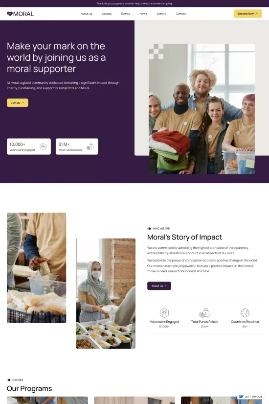 Non-Profit Purple Clean Webflow Website Template