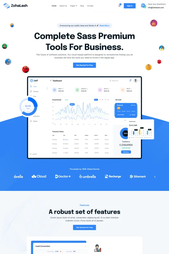 Modern Blue Technology Startup Webflow website template