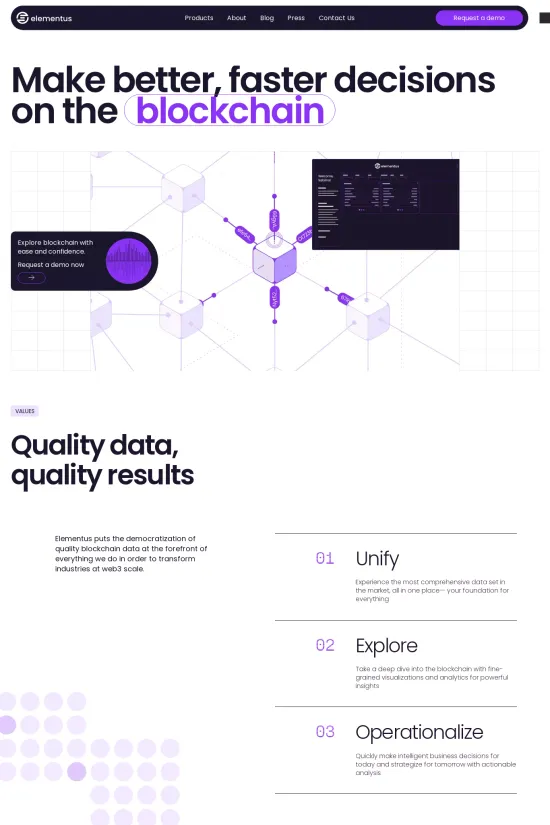 Modern Purple Blockchain Webflow website example