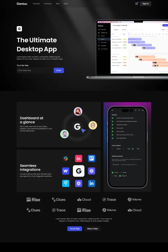 Modern App Dark Theme Webflow Website Template