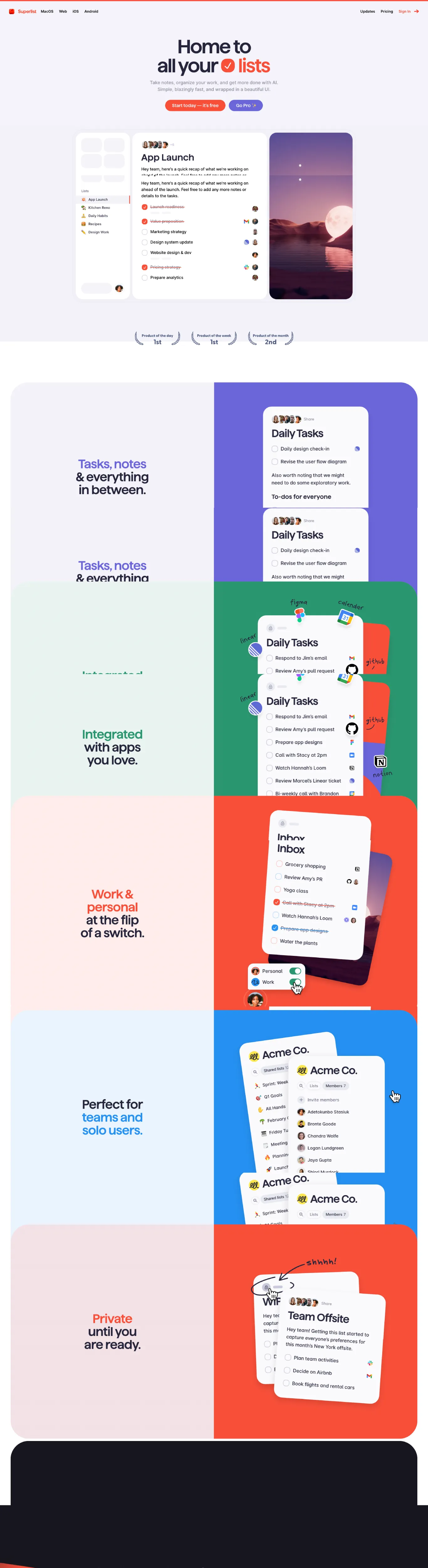 Modern Webflow inspiration for productivity software website