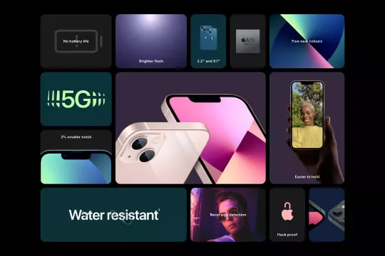 Apple-inspired feature bento grid Webflow cloneable