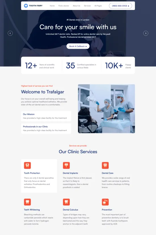 Professional Blue Clean Dental Clinic Webflow website template