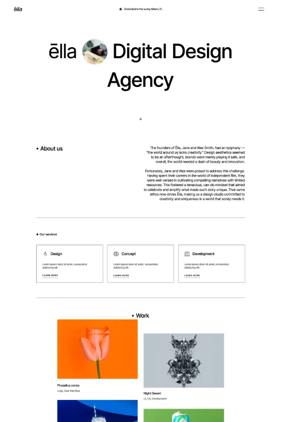 Minimalist Monochromatic Creative Agency Modern Webflow Website Template