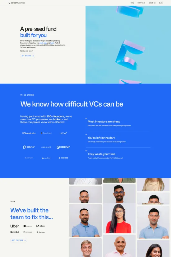 Venture Capital Webflow website example