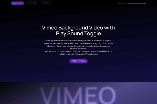 Vimeo Background Video Webflow cloneable