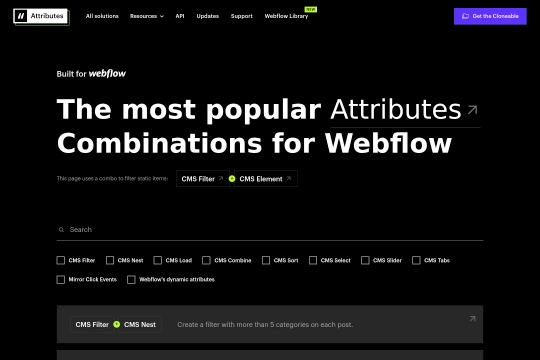 Finsweet Attribute Combinations Webflow cloneable