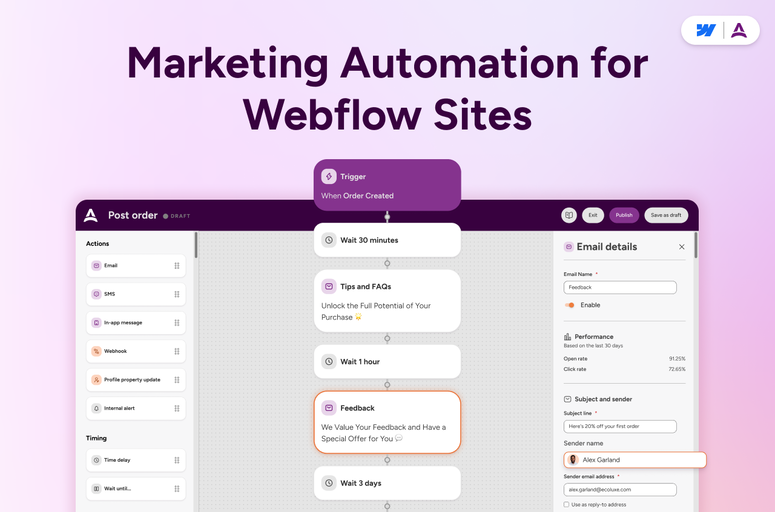 Enhance your email marketing strategy with Apex: Email Marketing Automation for Webflow app. Create personalized email campaigns, track performance with detailed analytics, and improve customer engagement with real-time triggers. Streamline email automation and boost sales effortlessly.