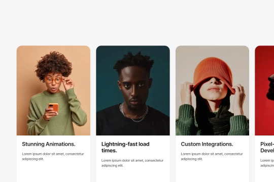 Horizontal Cards Design Webflow cloneable