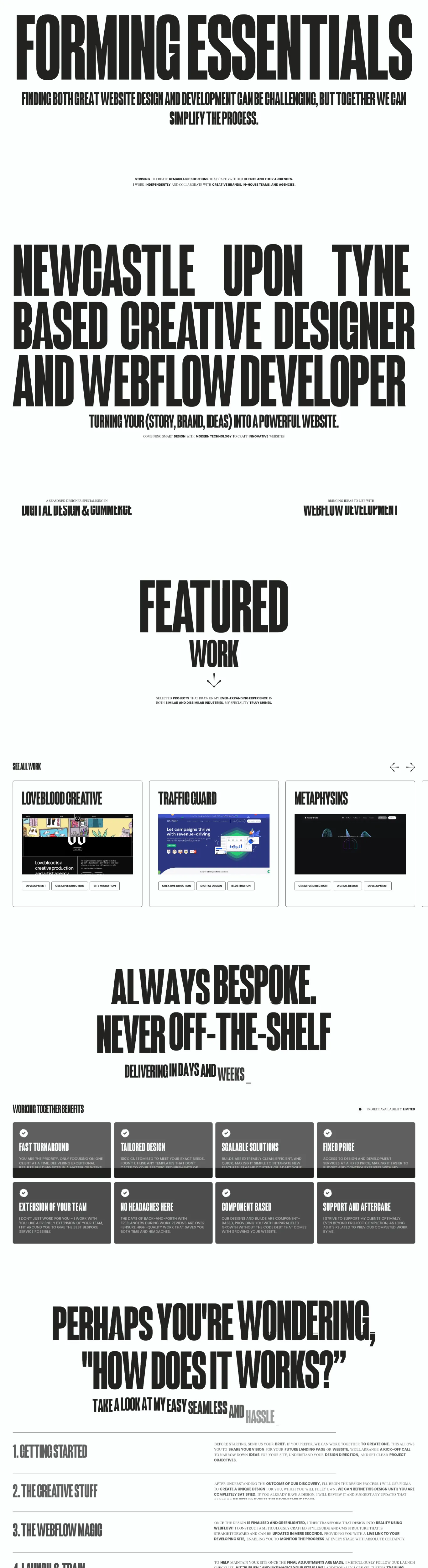 Modern Black Designer Webflow Website Example
