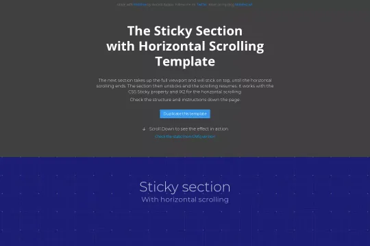Sticky horizontal scrolling Webflow cloneable