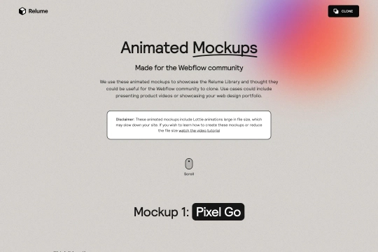Dynamic Mac Animated Mockup Webflow cloneable