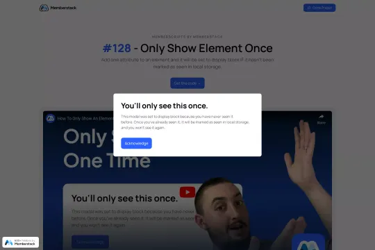 One-time element display Webflow cloneable