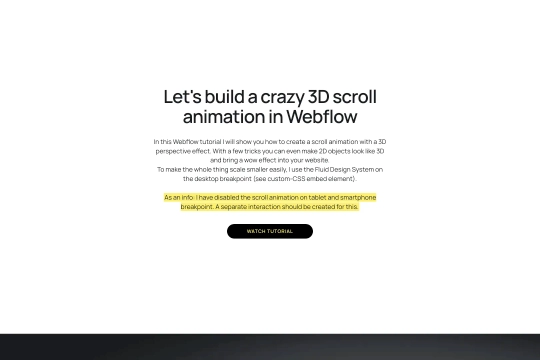 3D scroll parallax animation Webflow cloneable