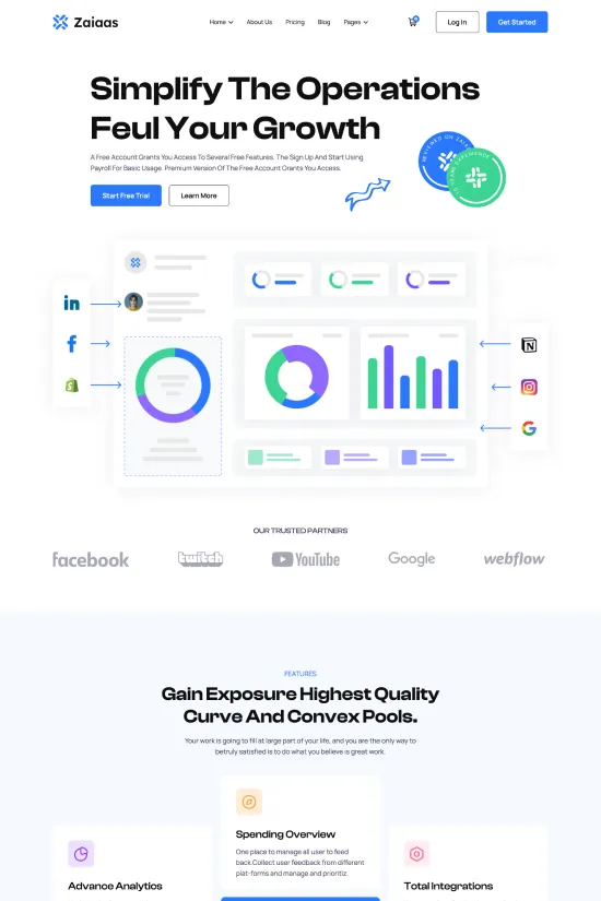 Minimalist Blue SaaS Webflow website template