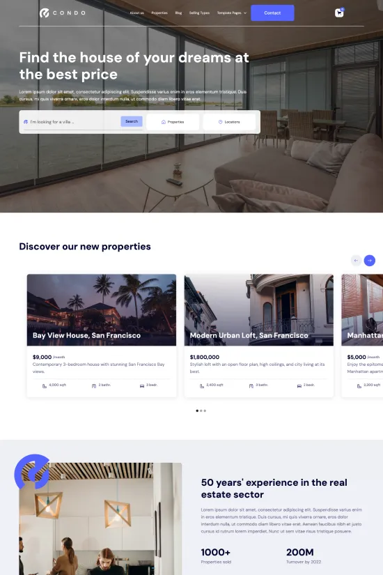 Architecture Soft Blue Modern Real Estate Webflow Website Template