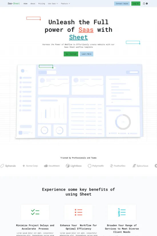 Bold Blue SaaS Webflow website template