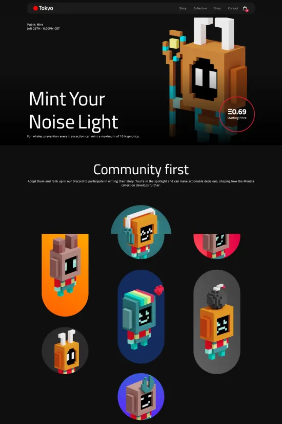 Bold Dark Theme Red NFT Webflow website template