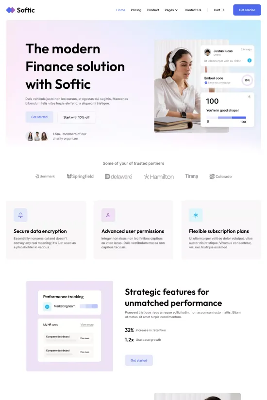 Finance Software Blue Clean Webflow Website Template
