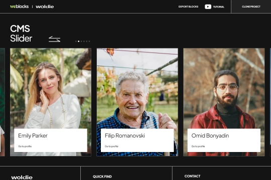 WeBlocks CMS Swiper Slider Webflow cloneable
