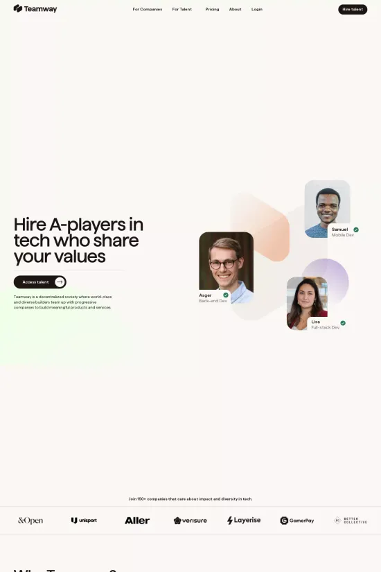 Modern Black Sans-serif Recruitment Webflow website example