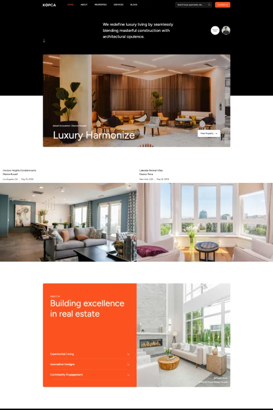 Luxury Orange Apartment Rentals Modern Webflow Website Template
