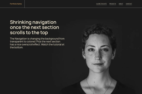 Shrinking Navigation on Scroll Webflow cloneable