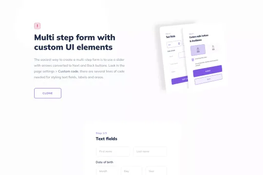 Multi-step form Webflow cloneable