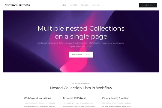 jQuery Nested Collections Webflow Cloneable