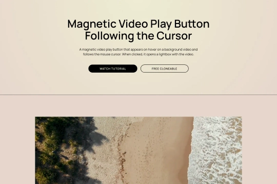 Magnetic Play Button Hover Video Webflow cloneable
