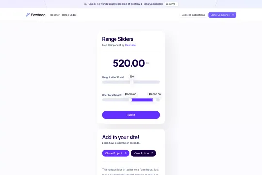 Range slider Webflow cloneable