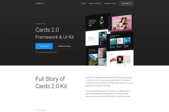 Cards 2.0 UI Styleguide Webflow cloneable