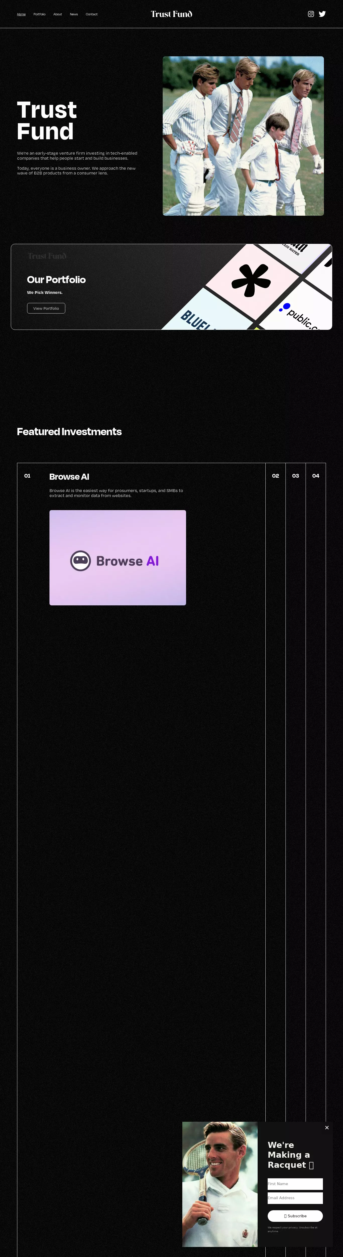 Elegant Black Sans-serif Venture Capital Webflow Website Example Finance