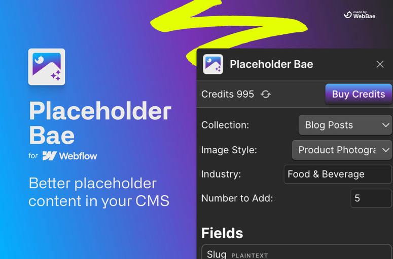 Elevate your Webflow projects with Placeholder Bae, an innovative app redefining placeholder content creation. Streamline your workflow with AI-generated text and images, personalized options, and time-saving features. Ideal for Webflow designers and developers seeking efficiency and enhanced user experiences.