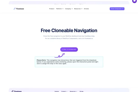 Flowbase Mega Navigation Webflow cloneable