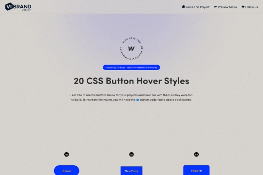 CSS Interactive Button Effects Webflow cloneable