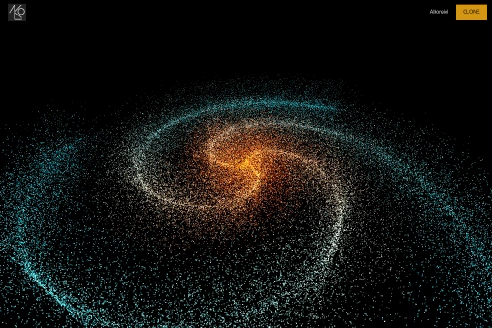 Dynamic 3D Spiral Galaxy Three.js Webflow cloneable