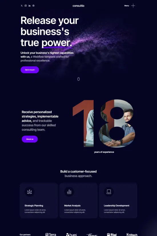 Corporate Bright Blue Dark Theme Modern Webflow Website Template