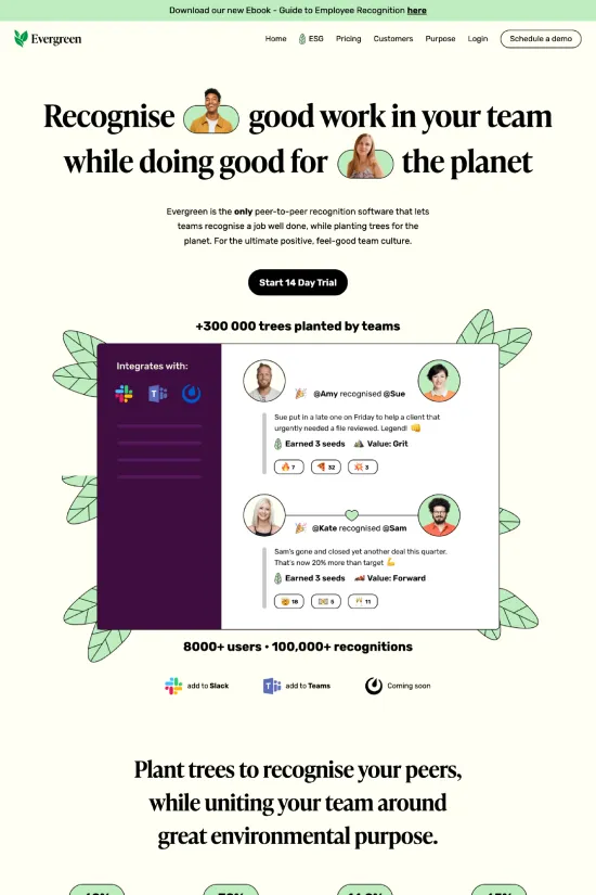 Eco-friendly Human Resources Software Webflow website example