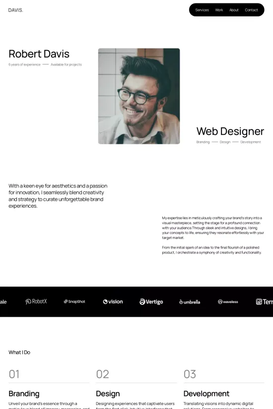 Freelancers Monochromatic Minimalist Webflow Website Template