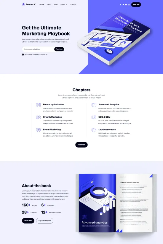 Book Author Professional Blue Ribbon Webflow website template