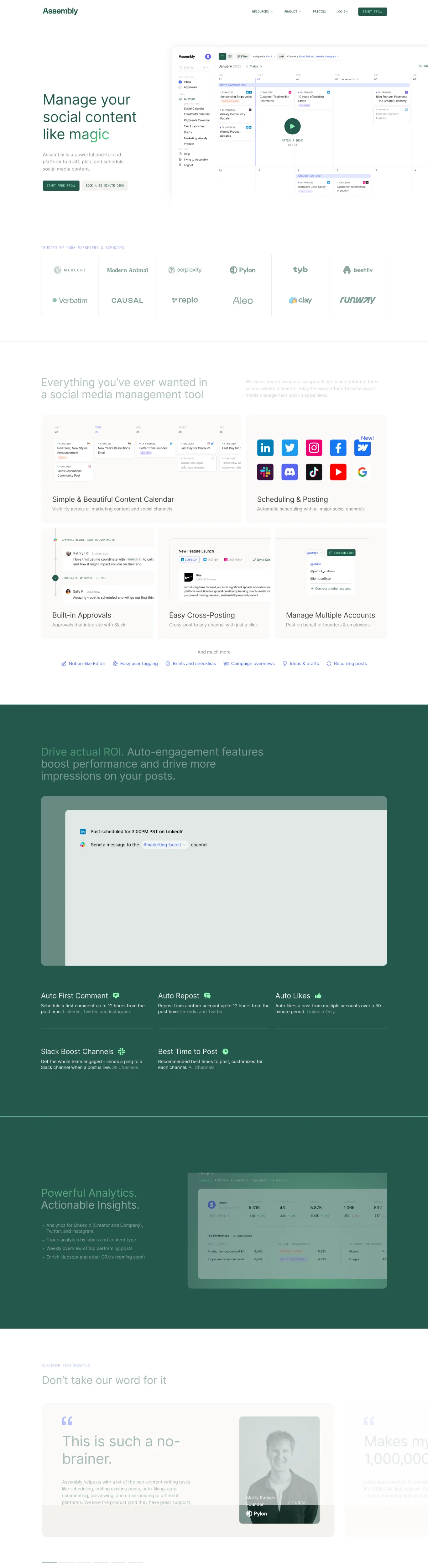 Modern Green Sans-serif Social Media Management Webflow website example
