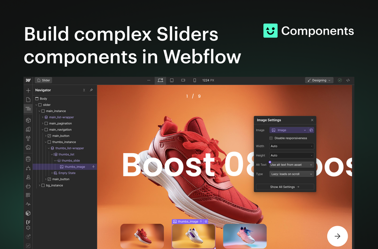 Discover the power of Finsweet Components - a JavaScript component builder tailored for Webflow projects. Streamline development with visual creation, seamless styling, and free testing options on .webflow.io URLs. Benefit from premium support and upcoming component updates for enhanced web capabilities. Elevate your Webflow experience with Finsweet Components app.