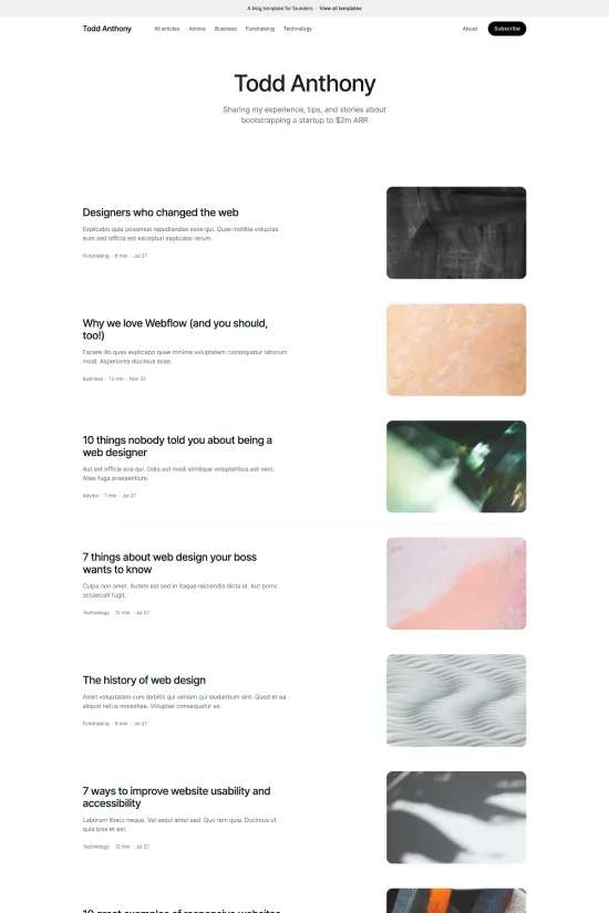 Minimalistic Black and White Personal Portfolio Webflow website template