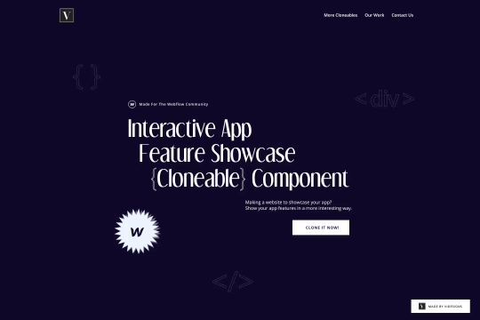 App Feature Showcase Webflow cloneable