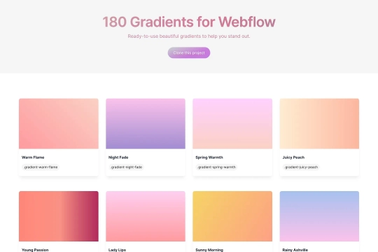 180 pre-designed gradients Webflow cloneable