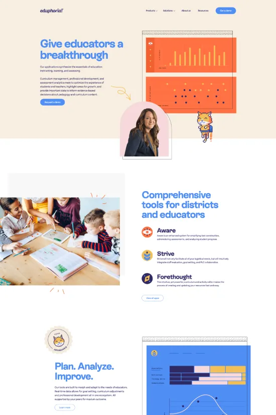 Webflow website example Education Technology Flat design
