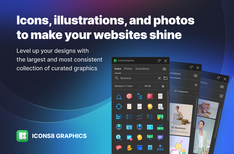 Enhance your Webflow designs with over 500,000 high-quality icons, illustrations, and photos directly in the Webflow app. Streamline your workflow with seamless integration, customizable options, and a vast library for efficient and visually appealing projects.